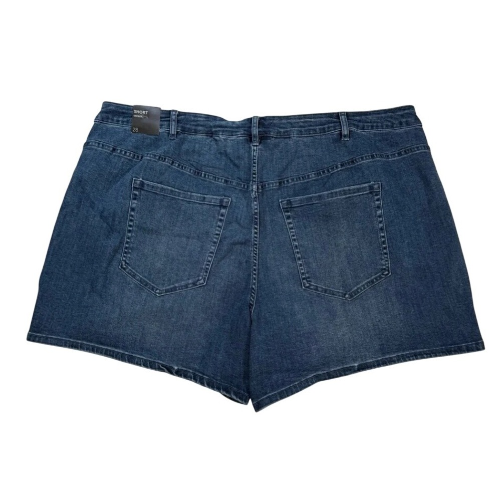 Venezia Lane Bryant Star Patch Denim Shorts Blue Medium Wash Plus Size 28 - Picture 3 of 4